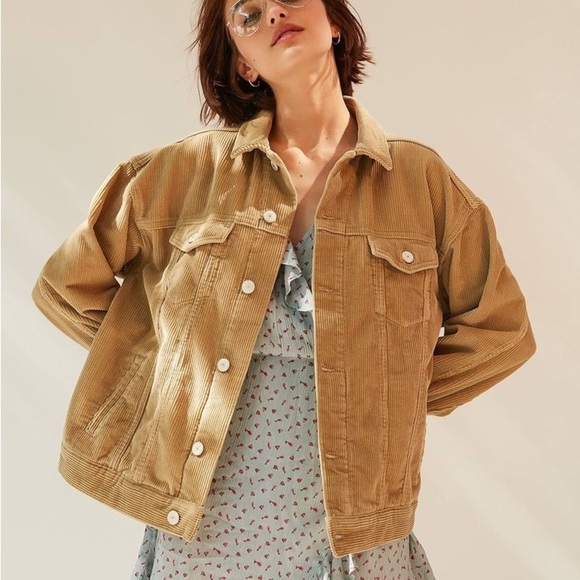 Urban Outfitters BDG Corduroy Cotton Trucker Jacket in Camel Size Large - Picture 1 of 6